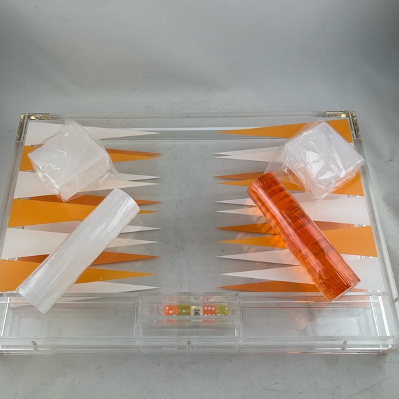BNIB Orange Lucite Backgammom Board - Picture 4 of 4